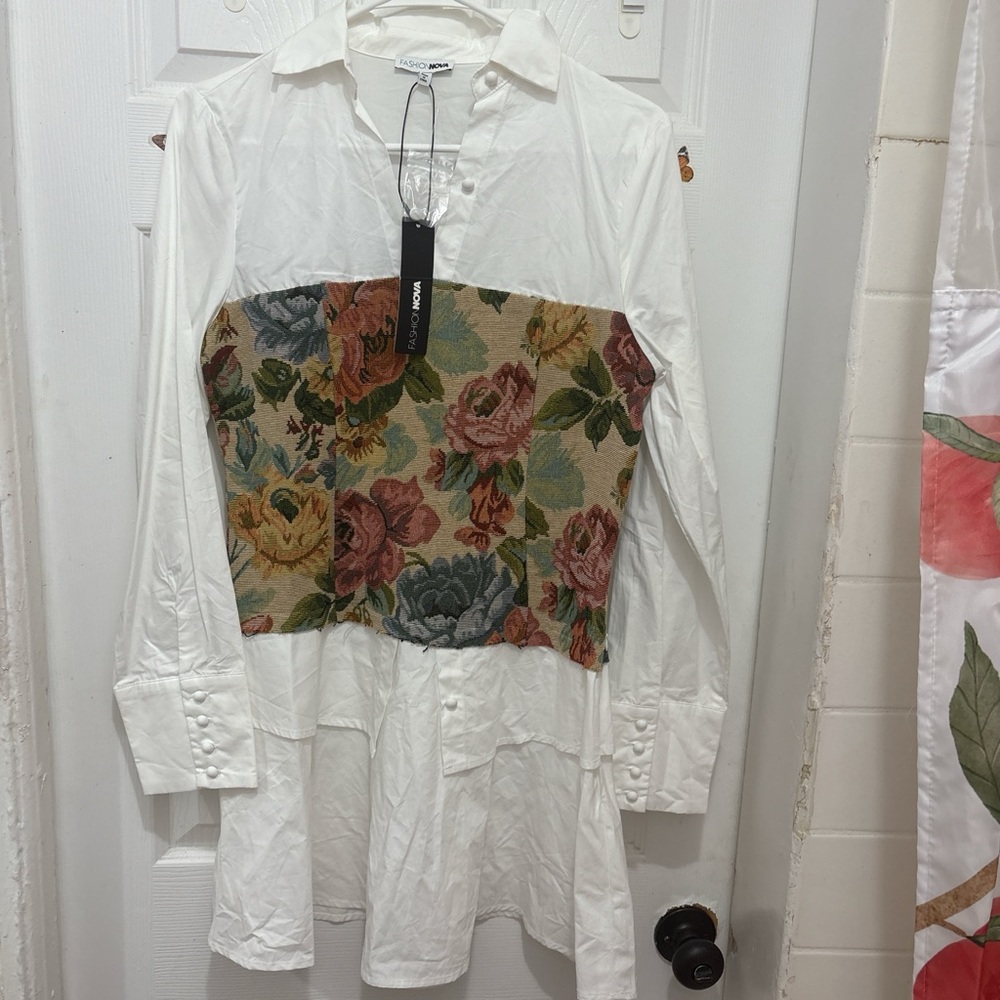 Fashion Nova Multicolor Floral Jacquard Dress